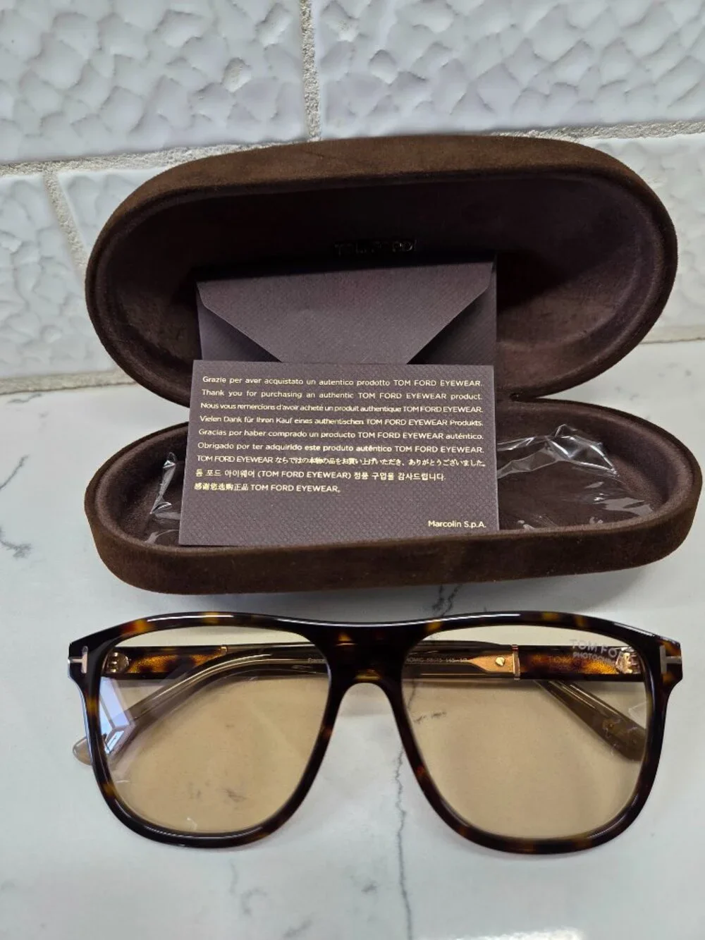 NWT Tom Ford Frances Dark Havana Photochromic Sunglasses TF1081/S Full Set